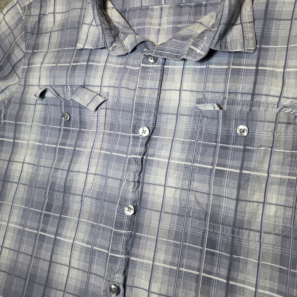 Apt. 9 Men's L Blue Gray Plaid Short Sleeve Button-Up Point Collar Shirt 122 - Picture 2 of 6